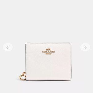 Coach White Pebbled Leather Wallet with 'C' Charm